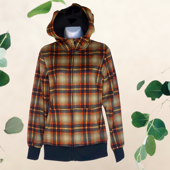Burton Jackets & Blazers - Burton Dry Ride Full Zip Scoop Hoodie Plaid Fleece Lined Women’s Size Small